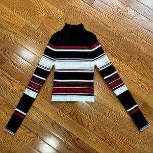 Cropped striped turtleneck